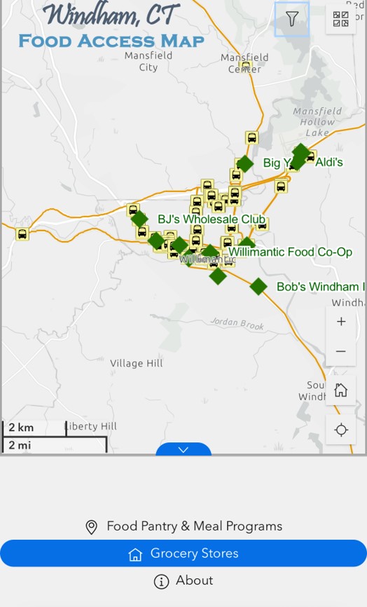 Screenshot of the Food Access Map's mobile version.